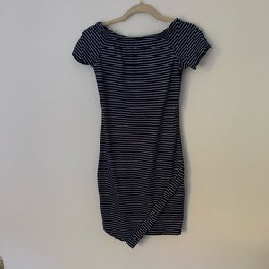 Blue and white striped dress